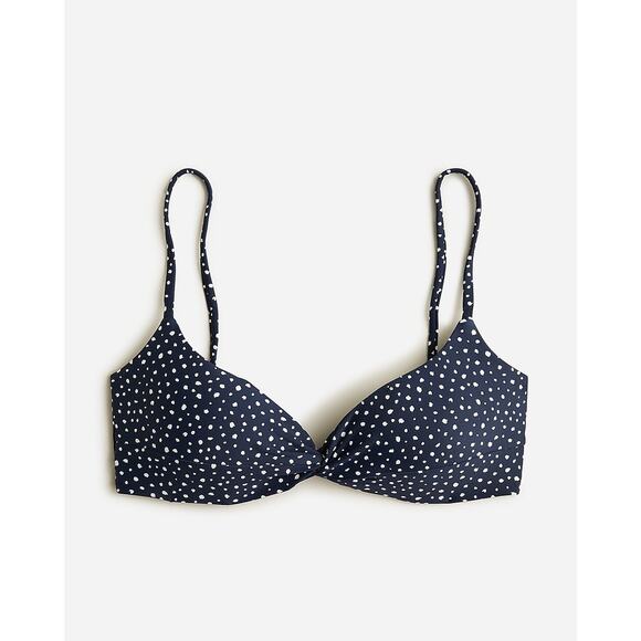 New J. Crew Polka Dot Strappy Twist Bikini Swim Bathing Suit Top Women's Size 2X - Picture 2 of 8